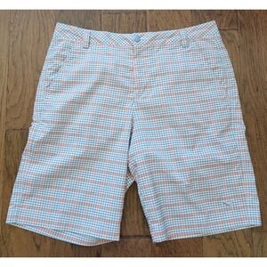 PUMA Men's Polyester/Elastane Logo Checkered Golf Shorts‎ Size 34x11 Inseam